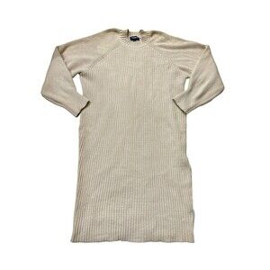 Express Ribbed Knit Sweater Dress Cream Mock Neck Long Sleeve Women’s Size L NWT